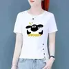 Nueva camiseta de manga corta de verano para mujer, nicho versátil retro cuello redondo, nuevo estampado estilo chino, que cubre el abdomen, top exterior de moda ins