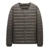 90 Plumón de Pato Blanco Cuello Redondo Chaqueta de Plumón Hombres y Mujeres Ligera Delgada 2025 Marca de Tendencia Invierno Marca de Tendencia Juventud Edad Media Chaqueta Transfronteriza Hombres