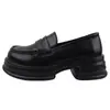 Zapatos de Vestir para Mujer con Punta Redonda y Suela Gruesa Estilo Académico Negro Zapatos Pequeños de Cuero Mocasines Británicos Versátiles Zapatos Formales Zapatos jk