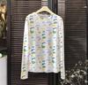 Verano Nuevo Ropa de Protección Solar de Seda de Hielo Camiseta de Malla de Manga Larga para Mujer Top Fino con Estampado de Luna Camiseta Básica Shihai