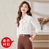 Camisa de Gasa Estilo Occidental Niang White de Siete Valles para Mujer Otoño Nuevo Estilo Coreano Camisa con Cinta de Lazo Francesa Ropa Profesional