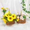 Bolso Tejido a Mano Cesta Bolso de Mano Souvenir Almacenamiento de Bolsos Paja Mimbre Cesta de Ratán Cesta de Imitación de Ratán Cesta de Flores de Mimbre
