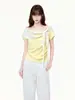 Camiseta de manga corta de un solo hombro color crema inspirada en la dopamina con lazo para mujer, nueva colección de verano 2026, top sexy sin hombros