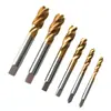 Juego de 7 Piezas de Macho de Máquina de Ranura Espiral de Acero de Alta Velocidad Recubierto de Titanio para Roscado de Alambre Juego de 7 Piezas para Agujero de Tornillo Macho Manual Juego de Machos