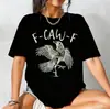 Camiseta de Algodón Talla Europea Transfronteriza F-Caw-F Cuervo Interesante Divertido Cuervo Camiseta de Algodón para Mujer Casual de Manga Corta