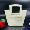 Bolso Tejido con Perlas de Imitación Hecho a Mano para Teléfono Móvil para Mujer, Bolso de Mano Estilo Francés Suave, Bolso de Nicho Ins