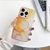 Para iphone14promax funda de teléfono magnética de succión magsafe acuarela 13pro transparente simple 12 explosión