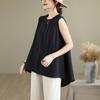 Foto Real de Nuevo Estilo de Verano 2025 Chaleco de Sarga Casual Retro Simple Camisa Irregular para Mujer