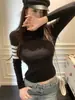 Suéter Gris de Cuello Redondo Delgado Tejido Base para Mujer Otoño Invierno Diseño con Sentido Estilo Coreano Chic Exquisito Suéter Top Capa Interior
