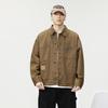 Chaqueta de mezclilla vieja lavada pesada retro estilo americano para hombre holgada gris caqui pedido traje casual delgada