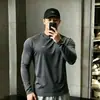 Camiseta de manga larga para hombre estilo americano, con textura de panal, secado rápido, transpirable y elástica, diseñada para el otoño