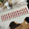 Uñas Francesas Rojas Ovaladas Cortas Postizas Temperamento Suave Manicura Simple Estudiante Diarias Dulces Frescas Perlas de Vid Ojo de Gato