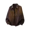 2026 Nova Camisa Retrô Listrada de Manga Longa Solta Masculina para Cruzamento de Fronteiras Tamanho Grande Moda Casual Jaqueta Camisa Cardigan