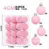 Decoraciones navideñas de productos nuevos transfronterizas 4 cm/24 piezas juego de bolas de Navidad flocadas de lujo ligero adornos para árbol de Navidad