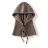 Chapéu e Cachecol Integrados de Cor Pura Outono e Inverno Chapéu de Lã Chapéu Quente de Inverno para Ciclismo com Proteção para as Orelhas Chapéu de Tricô de Caxemira Chapéu para o Frio