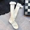 Calcetines de Estilo Francés hasta la Pantorrilla, Rayas Verticales en Blanco y Negro Gris, Estilo Versátil Adelgazante de Pasarela, Calcetines Arrugados con Lazo al por Mayor