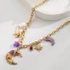 Moda Europea y Americana Elementos Marinos Luna Pez Caracola Ojo de Diablo Perla Colgante Collar de Mujer de Gama Alta