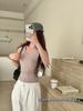 Estilo Coreano 2.0 Parche de Látex de Silicona Incorporado Camiseta Interior para Mujer Encaje Primavera y Verano Top sin Mangas Color Puro Camiseta Básica