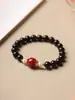 Madera de Palisandro Rosa de Hoja Pequeña India Material Viejo DIY Perla Roja del Sur 15mm Diseño Círculo Único Pulsera de Cuentas Budistas para Hombre y Mujer Venta al por Mayor