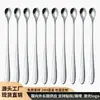 Colher de Sopa Aço Inoxidável 304 Colher de Cabo Longo Colher de Sobremesa Estilo Ocidental Colher para Misturar Doméstica Talheres Criativos Estilo Coreano Colher de Café