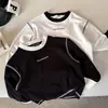 Camiseta de manga larga de moda para primavera y otoño para niños, elegante nuevo top base con patchwork de letras para niños y niñas
