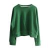 Suéter brillante de cuello redondo corto para mujer, jersey holgado, pequeño, alto, adelgazante, estudiante, casual, abrigo de manga larga, top