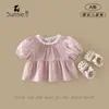 Camisa de Bebê para Meninas Verão Novo Estilo Infantil e de Primeira Infância Classe A Algodão Amigo da Pele Camisa Top Manga Curta Listrada Roupa Infantil