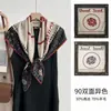 Pañuelo Cuadrado de Seda, Bufanda de Lana, Pañuelo Pequeño de Seda, Bufanda Triangular Corta de Cachemira de Alto Gama Estilo Coreano Nuevo para Otoño e Invierno para Mujer