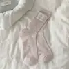 Calcetines Finos de Encaje con Lazo para Primavera y Verano para Mujer, Transpirables de Moda, Algodón Puro, Hasta la Pantorrilla, Calcetines Holgados