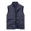 2025 Nuevo Chaleco Casual para Hombre Chaleco Holgado Cremallera Exterior Bolsillo Múltiple con Solapa Pantalones Chaqueta Primavera y Otoño Chaleco de Cintura Talla Grande Deportivo