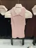 Tops de Punto Suaves y Transpirables en Colores Rosa, Negro y Café, Camisetas con Cuello, Prendas de Punto y Chalecos para Mujer en el Mismo Estilo que Mowu