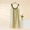 Novo Estilo Camisola de Algodão Puro para Mulheres, Estilo Palaciano Retrô de Primavera e Verão com Alças Finas, Solta, Casual, Confortável, Estilo Fino para Casa