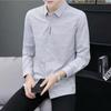 Camisa de Verano para Hombre 2024 a Rayas Cuadros Guapo Moda Slim Versátil Sin Planchar Negocios Casual Juvenil Versión Coreana