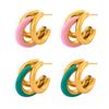 Pendientes de acero de titanio chapados en oro de 18k con forma de C y gota de aceite Pendientes de moda frescos de Corea del Sur Pendientes versátiles con temperamento para mujer al por mayor