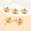 Colgante de Esmalte Chapado en Oro de Aleación Estilo Chino Mahjong León Cuentas Espaciadoras Colgante Accesorios de Cuentas para Pulsera Collar DIY Hecho a Mano