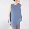 Camiseta Miyake Mujer Libro Rojo Caliente Verano Nuevo Sin Mangas Holgado Talla Grande Diseño Nicho Plisado Irregular Top