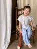Ropa Infantil Transfronteriza Coreana Verano Nuevo Estilo Hong Kong Camiseta Floral de Manga Corta Niñas Dulce Estampado de Cerezas Tops Versátiles
