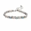 Pulseira Redonda com Zircônia e Pérolas Francesas com Fio Ajustável Levemente Luxuosa Sensação de Alto Padrão Senso de Design Pulseira Joia de Mão de Nicho Feminina