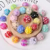 Nuevo accesorio de joyería DIY de flor de tres pétalos con incrustaciones de diamantes de resina transfronteriza, bola de arcilla suave con bola de diamante con agujero central y flor de cinco pétalos con incrustaciones de diamante
