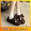 Zapatos retro blancos de pelo con lazo para mujer, mocasines Mary Jane cálidos de felpa, otoño e invierno 2026