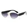 Elegantes gafas de sol sin montura estilo ojo de gato para mujer, protección solar de alta gama, estilo retro europeo y americano, perfectas para fotografía callejera y gafas de sol de moda para hombre.