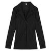 [Chifón Elástico en Cuatro Direcciones] Nuevo Estilo Coreano Primavera y Otoño Estilo Puro Deseo Camisa de Rayas con Cuello en V Chaqueta Fina con Cuello de Traje para Mujer