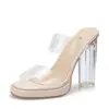 Sapatos de salto alto femininos, nova coleção de verão 2024, sandálias plataforma impermeáveis com uma única tira, confortáveis de usar, salto grosso, enfeites de cristal, sandálias femininas, calçados femininos