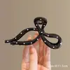 Pinza de tiburón negra en forma de corazón para recogido, elegante pinza para el pelo floral para la parte trasera de la cabeza, gran accesorio para el pelo de pinza de garra estilo nuevo 2026