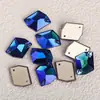 Weichen K9 Forma Especial Colorido Ab Planos Fondo Doble Agujero Diamante de Cristal Hebilla Plana Diamante Cosido a Mano Bolsa para Zapatos DIY Accesorios para Vestido de Boda