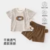 Traje de Manga Corta para Niños 26 Años Nuevo Verano Delgado Bebé Ropa de Casa Conjunto Pantalones Cortos de Manga Corta Conjunto de Dos Piezas