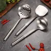 Juego de Utensilios de Cocina de Acero Inoxidable: Espátula para Cocinar, Cuchara, Espumadera, Cucharón para Sopa, Espátula Redonda para Freír, Juego de 6 Piezas