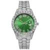 Explosiones Europeas y Americanas Reloj de Pulsera de Cuarzo para Hombre con Correa de Acero Hip-Hop Romano Diamante Graduado Calendario Reloj Hiphop