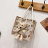 2021 Nuevo Ins Lindo Oso Estilo Japonés Lona Bolso de Mujer Versátil Bandolera Niña Lino Pequeño Bolso de Tela Estudiante