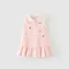 Vestido de menina estilo academia gola polo saia plissada vestido princesa vestido regata roupa de bebê infantil saia